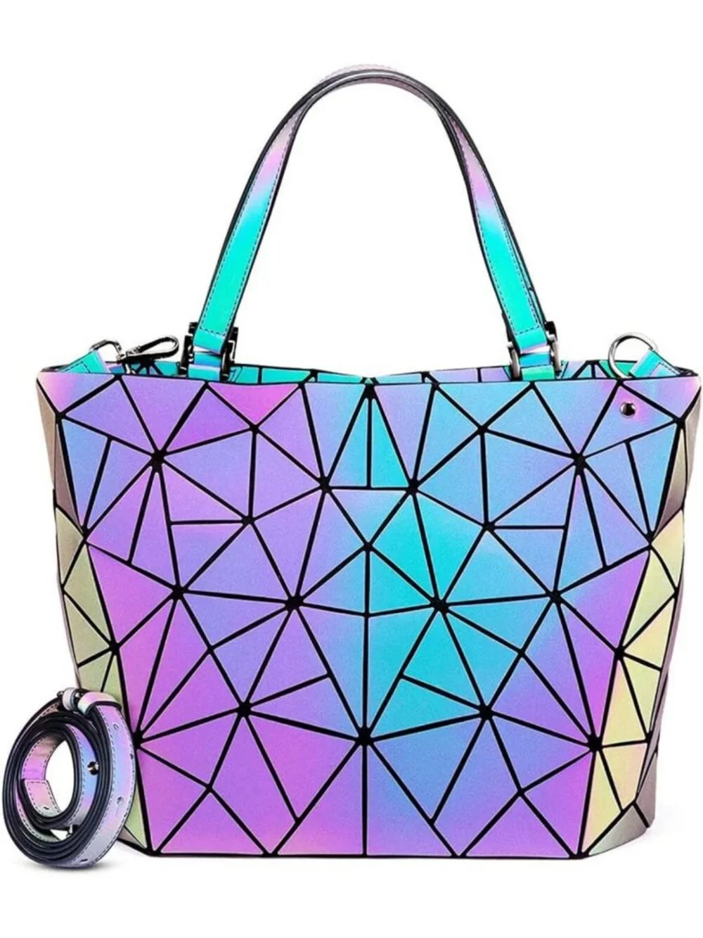 Luminous Geometric Handbag for Women | Stylish Top Handle Satchel Purse